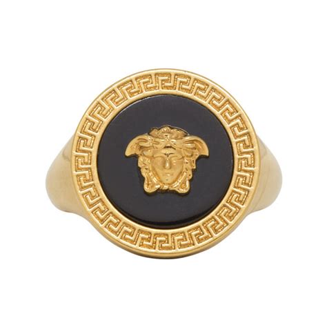 Versace: Black Resin Medusa Ring 